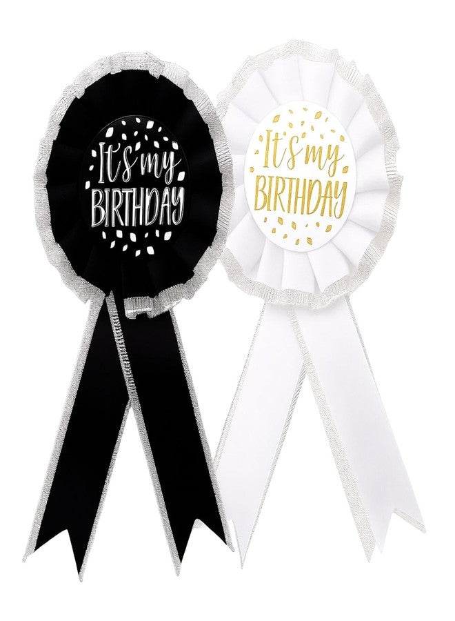 ECNHIVE 2PCS It's My Birthday Pin & Ribbon Set - Black & White Birthday Badge with Festive Ribbon for Girls, Boys, Women, Men | Happy Birthday Pin - Image 1